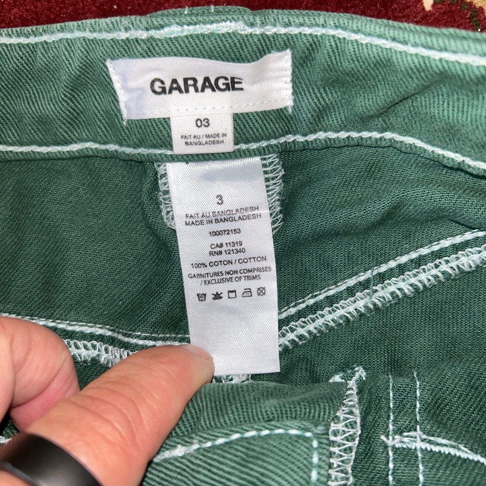Garage‎ Dani Carpenter Pants Forest Green Cotton Cargo juniors sz 3 relaxed fit - Picture 8 of 12